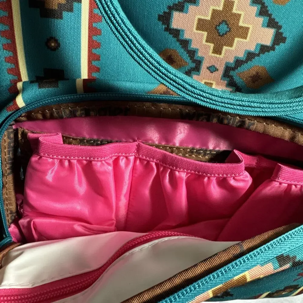 Wrangler Aztec Backpack Organized Turquoise Diaper Bag W/ Stroller Strap NIB